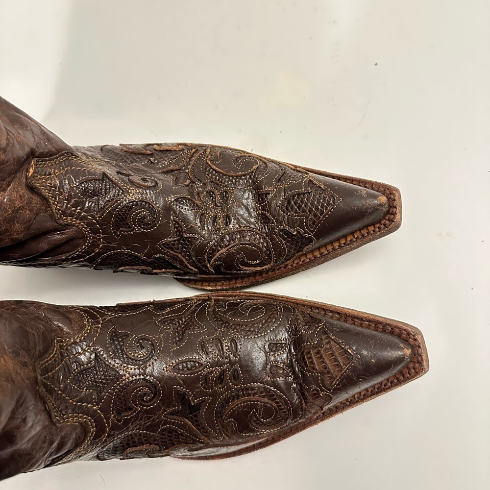 CORRAL Women's Vintage Lizard Inlay Snip Toe Cowgirl Boots C2109 Size 9.5 - Picture 5 of 16